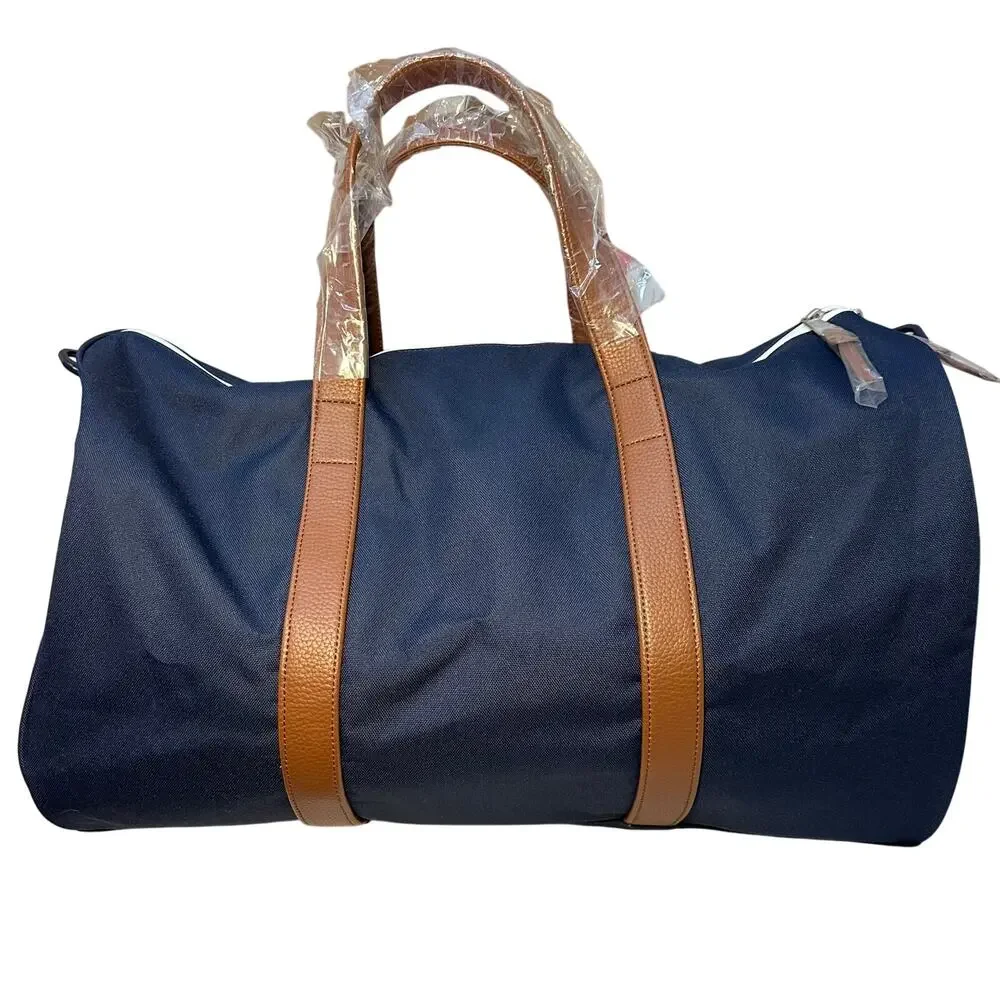 Herschel Supply Company Navy Duffel Bag with Brown Leather Straps